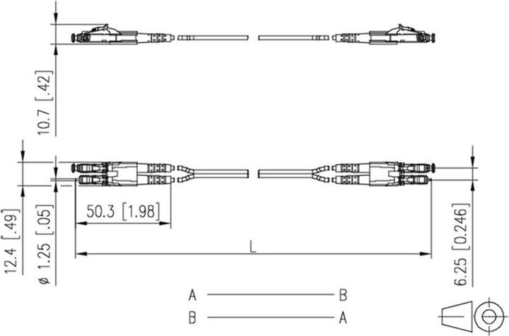 Image du produit Metz Connect 151S1JOJO10E. Longueur du câble : 1 m, Type de câble à fibre optique : OM4, Connecteur 1 : 2x LC (CAT6, 1 m)