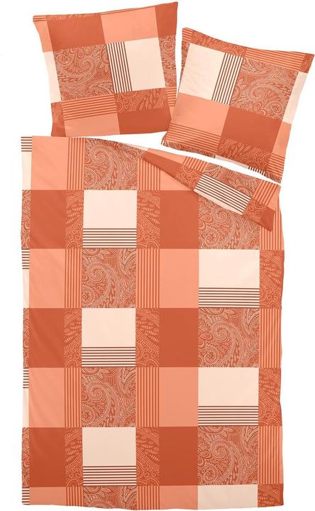 Dormisette Feinbiber Bettwäsche Ystad orange (Bettwäsche Set, 135x200 cm + 80x80 cm)
