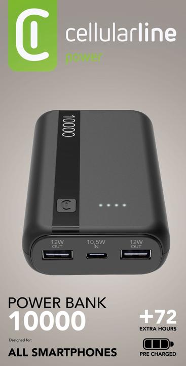 Image du produit Cellularline Banque de puissance 10000 - Noir (10000 mAh, 12 W)