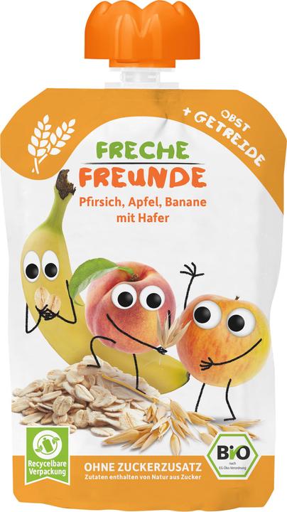 Produktbild Freche Freunde Quetschbeutel Pfirsich, Apfel, Banane mit Hafer 100 g (107 g)