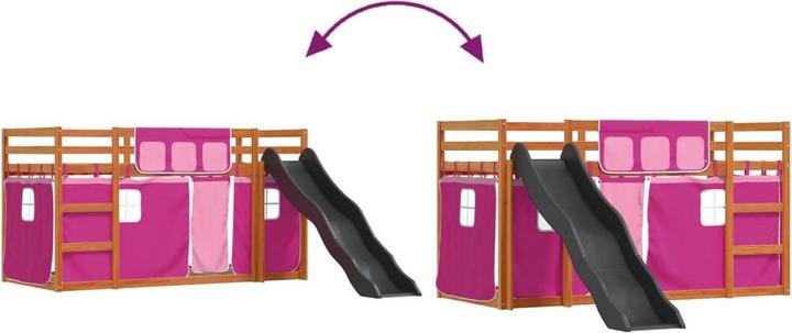 Actual product image VidaXL Bunk bed with slide and curtains pink (90 x 200 cm)