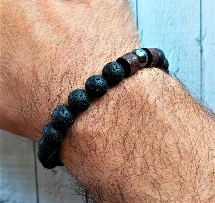 Produktbild Cbx Elastisches Perlen Armband Lava Rock
