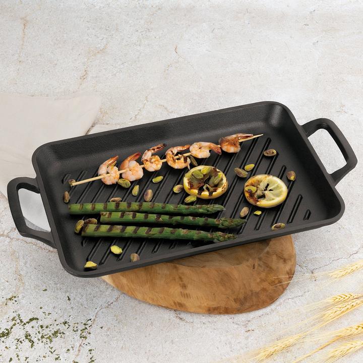 Image du produit BerlingerHaus Grillplatte aus Gusseisen mit Griffen, rechteckig, 33 x 22 cm