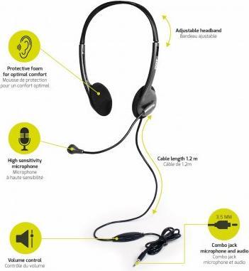Actual product image Port Designs 901604 Headphones & Headset Headband USB Type-A Black (Cable, USB-A)
