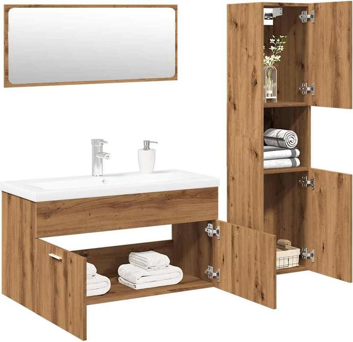 Actual product image VidaXL 4-tlg. Badmöbel-Set Artisan-Eiche Holzwerkstoff Badmöbelset