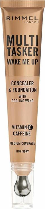 Rimmel London Multi-Tasker Wake Me Up Foundation & Concealer 040 Ivory Lässt dunkle Augenringe aufhellen Metallic (040 Ivory)