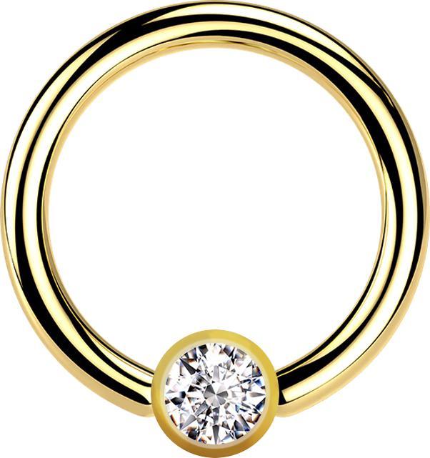 Produktbild Star Piercing Micro Ball Closure Ring vergoldet mit Kugel Kristall silber (ohne Messing, Chirurgenstahl 316L)