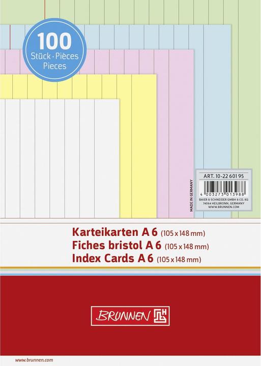 Produktbild Karteikarten (A6, 180 g/m², 100 x)