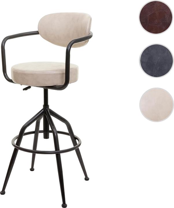 Image du produit Mendler Tabouret de bar HWC-H10f, hauteur réglable Industrial aspect daim - beige vintage