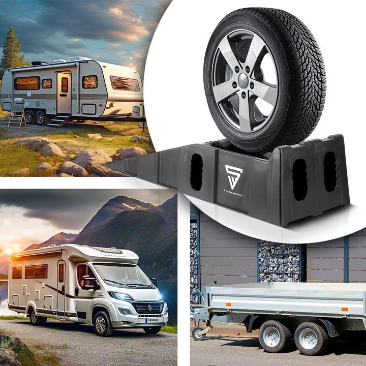 Produktbild Stahlwerk Stufenkeil GT-15 ST 2er Set mit 6 t Tragkraft Auffahrkeil Unterlegkeil