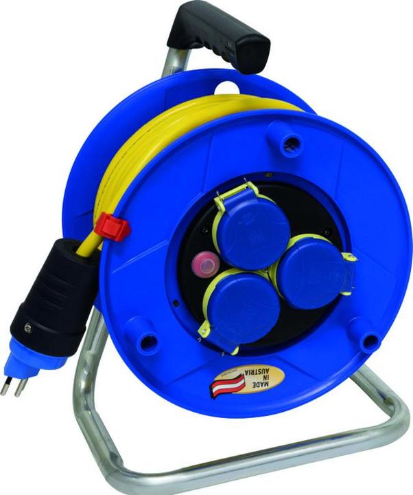 Image du produit Brennenstuhl Enrouleur de câble BAT 290 IP44 bleu 33m AT-N07V3V3-F 3G1,5 jaune, 3 prises (IP55) T13/230V avec (33 m, 1.50 mm²² mm)