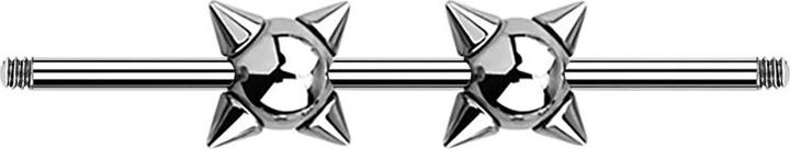 Produktbild Star Piercing Barbell-Stab silber mit zwei Conekugeln (ohne Messing, Chirurgenstahl 316L)