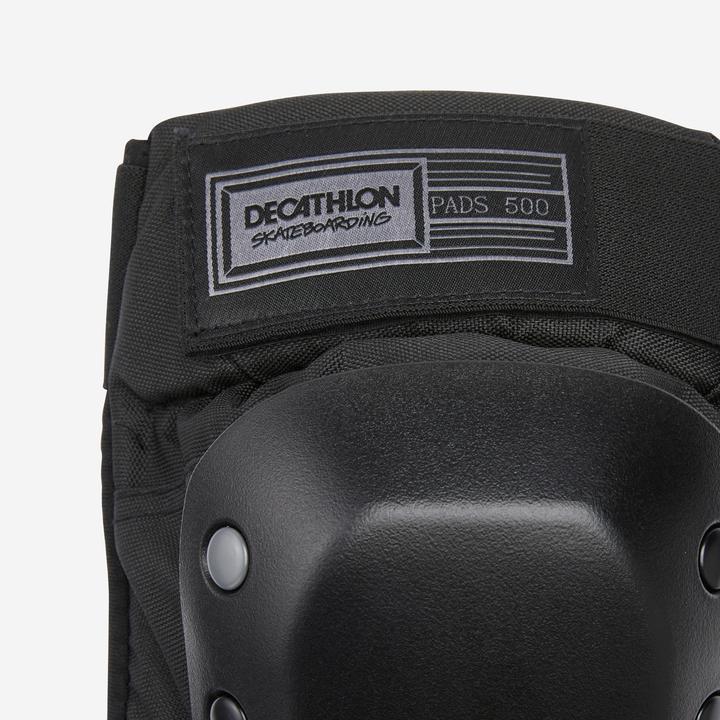 Actual product image Decathlon Set Of 3 Kids' Skateboard Protectors Pad500 - Black (XS, Knee pad, Unique specimen)