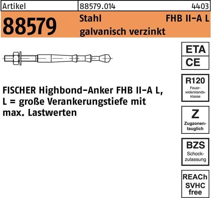 Productafbeelding Fischer Highbond anker R 88579 M 12 x 120/ 25 verzinkt staal (10 Pcs.)
