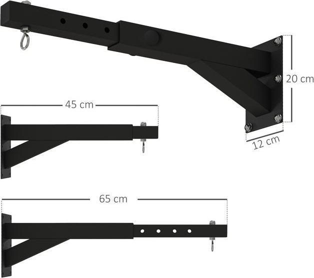 Actual product image Swisshandel24 Boxsack Wandhalterung einstellbar, Stahl, schwarz