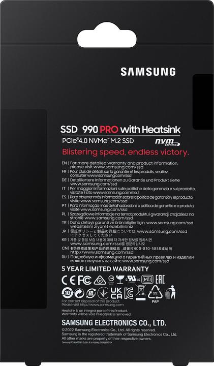 Image du produit Samsung 990 Pro with Heatsink (1000 Go, M.2 2280)
