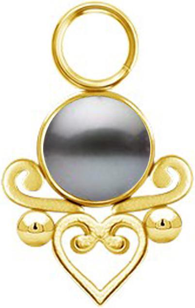 Actual product image Star Piercing Anhänger vergoldet Perle schwarzs filigranes Herz (without brass, Surgical steel 316L)