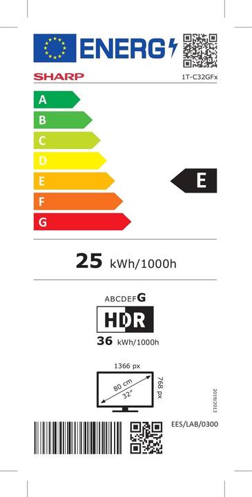 Energie-Label Sharp 32GF2265E (32", LED, HD ready)