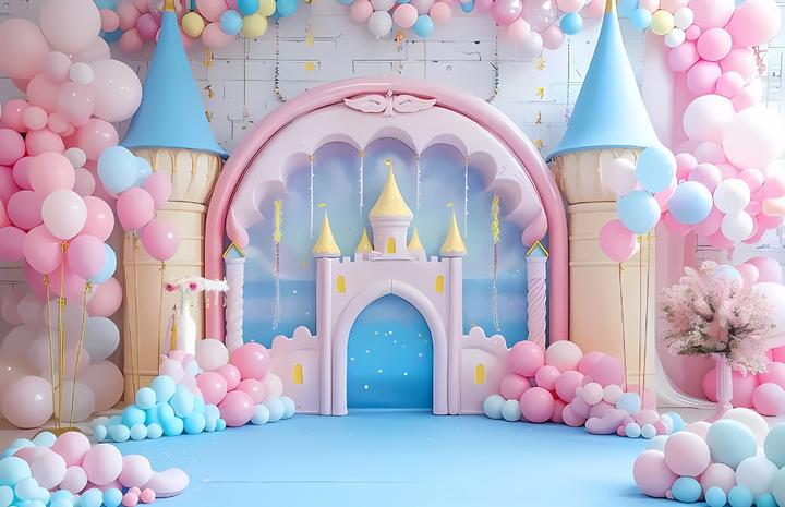 Produktbild Milkii Baby Shower/ Geburtstag Hintergrund Dekoration, Schloss - 180 x 230 cm