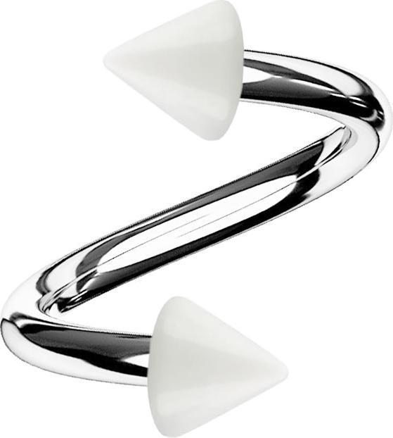 Star Piercing Micro Spirale silber mit zwei Cones weiss (Acryl, ohne Messing, Chirurgenstahl 316L)