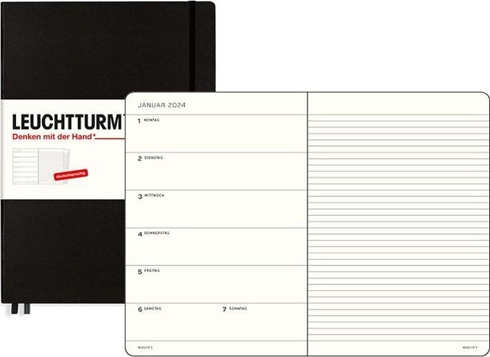 Produktbild Leuchtturm1917 LEUCHTTUR Wochenkalender Notizbuch 2024 44367724 schwarz, 1W/S + Notiz, HC, A5 (A5, Deutsch)