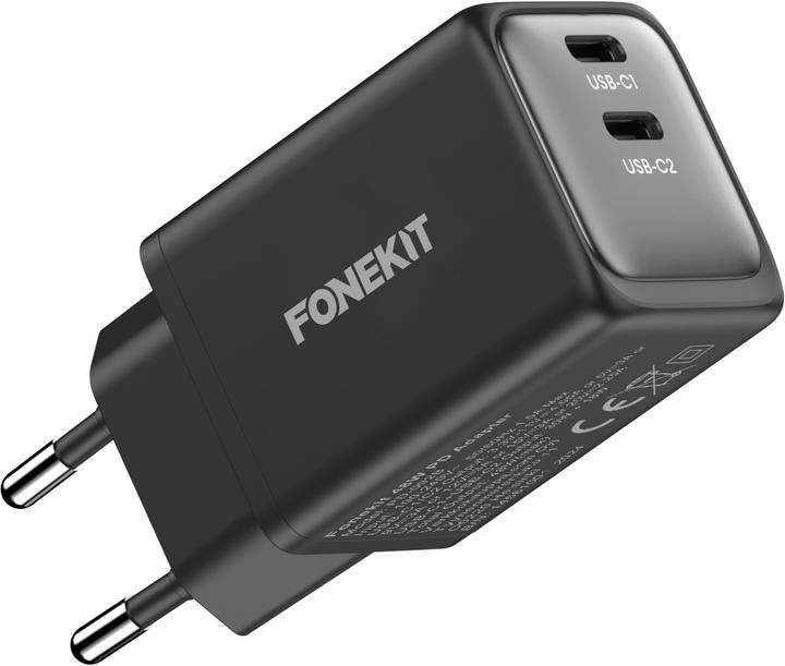 FoneKit GaN PD 48W Charger, USB-C + USB-C, black (48 W)