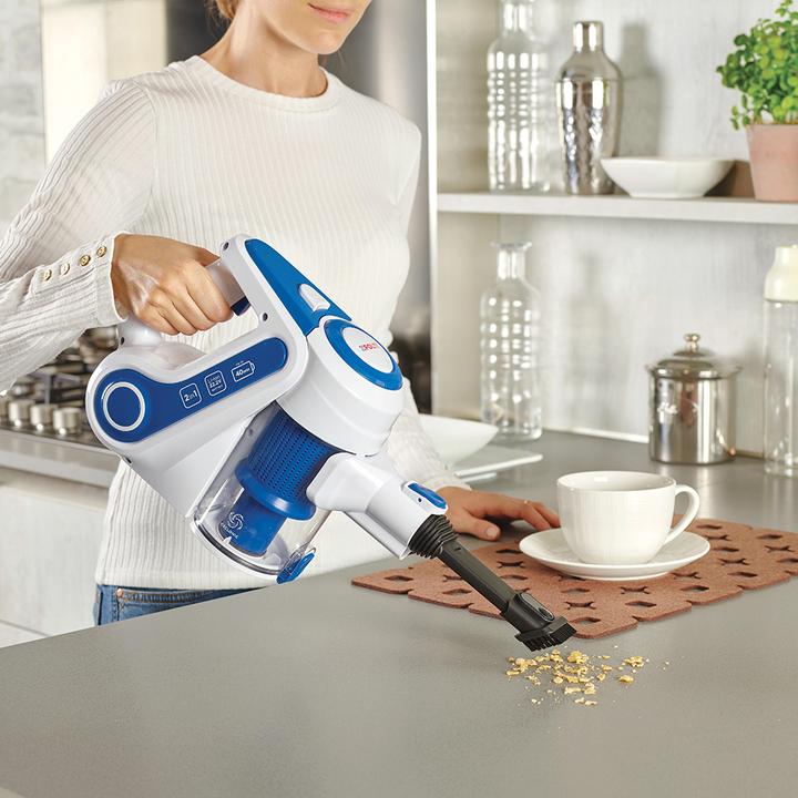 Actual product image Polti PBEU0116 FORZASPIRA SLIM SR90B Rechargeable 2-in-1 cordless electric vacuum, White/Blue