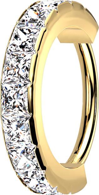 Image du produit Star Piercing Micro anneau segment pliable doré à côté cristaux carrés argentés (sans laiton, Acier chirurgical 316L)