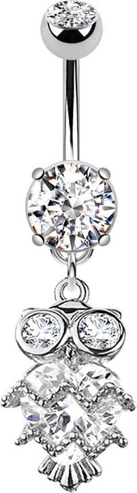 Produktbild Star Piercing Banane silber mit Anhänger Kristall Eule (Messing, Chirurgenstahl 316L)