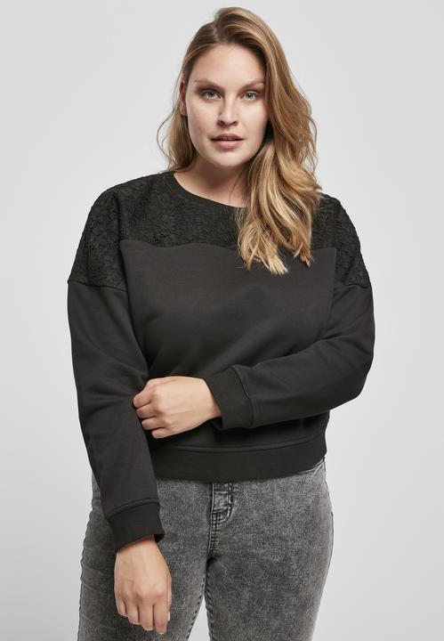 Immagine prodotto Urban Classics Girocollo corto da donna con inserto in pizzo sovradimensionato (L)