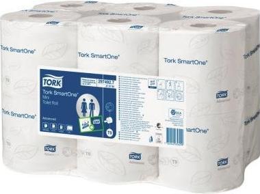Produktbild Tork 472193 Toilettenpapier Lotus SmartOne mini Tissue weiss 620 Blatt # 297492, 12 Rollen/Ktn, 111m (12 x)