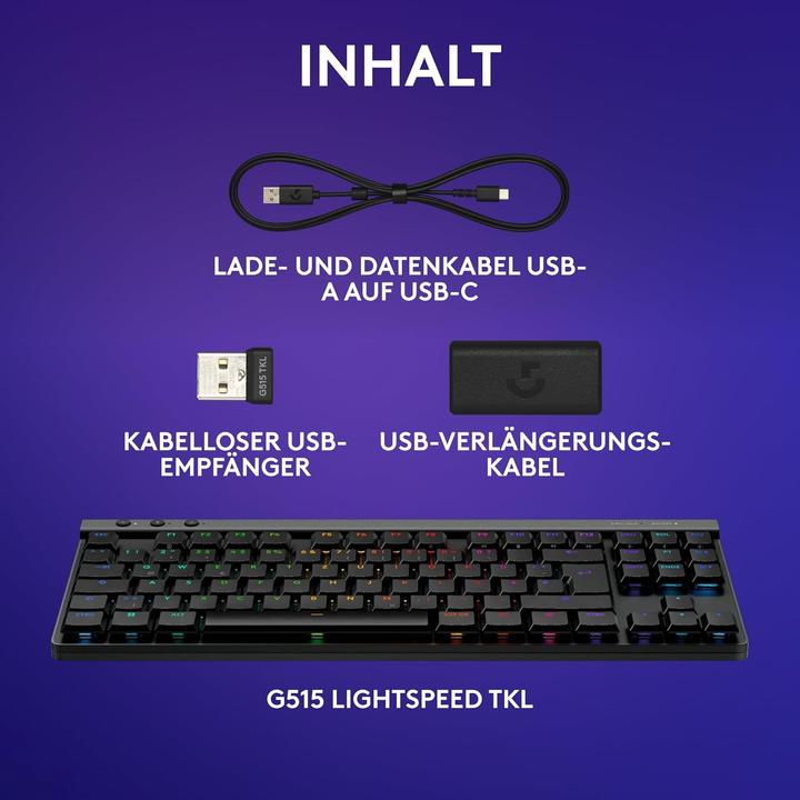Actual product image Logitech G515 Lightspeed TKL (DE, Wireless, Cable)