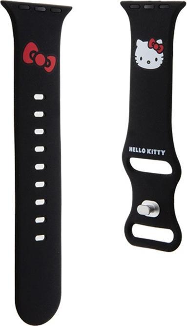 Actual product image Hello Kitty Pasek HKAWMSCHBLK Apple Watch 38/40/41mm czarny/black strap Silicone Kitty Head (Silicone, Steel)