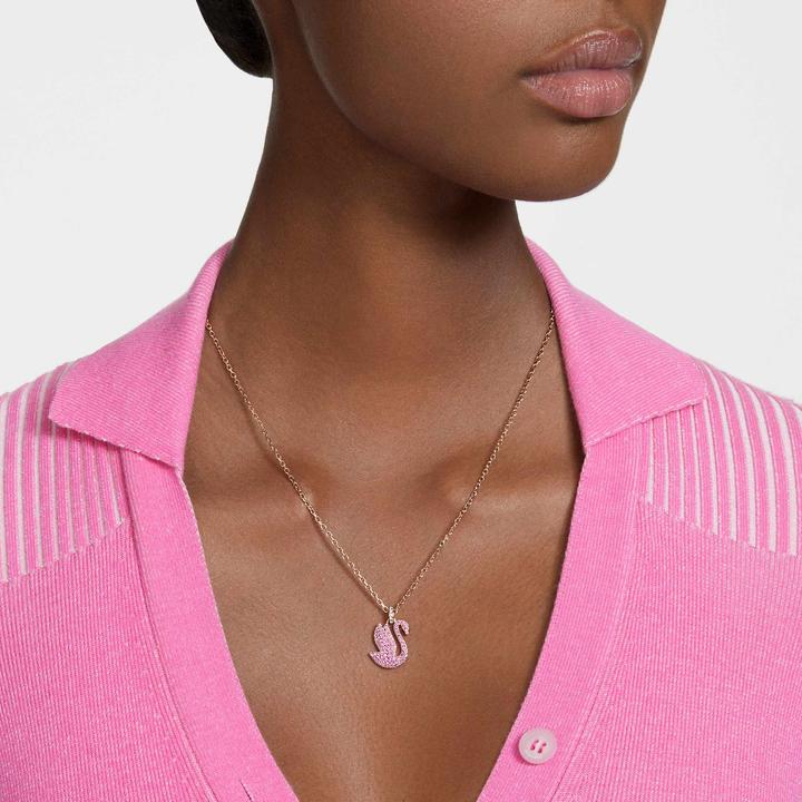 Actual product image Swarovski Iconic Swan Necklace Swan Medium Pink Rose Gold (Swarovski Metal, 42 - 47 cm)