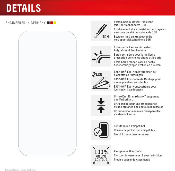 Valeurs nutritives et ingrédients Displex Real Glass, 2D Panzerglas (1 pièce(s), Apple iPhone 16 Pro)