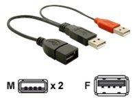 Image du produit Delock Câble en Y 2 x USB 2.0 type-A à 1 x USB 2.0 type-A (0.22 m, USB 2.0)