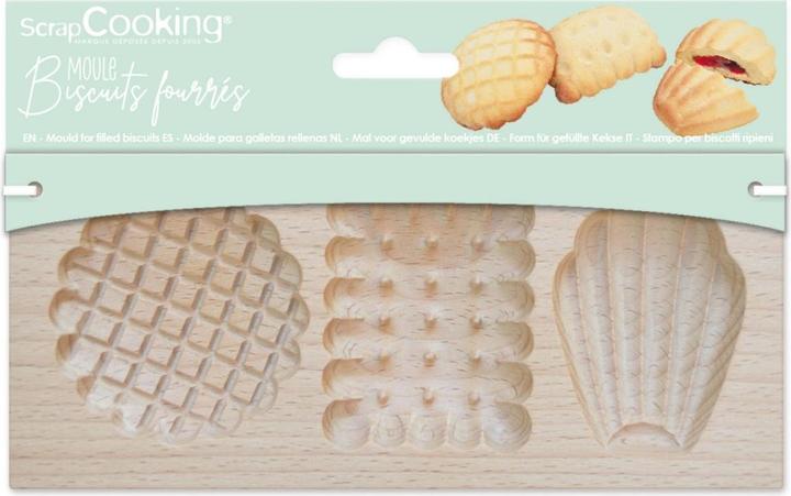 Image du produit ScrapCooking Moule en bois pour biscuits fourrés Petits Biscuits, 20x10x2cm