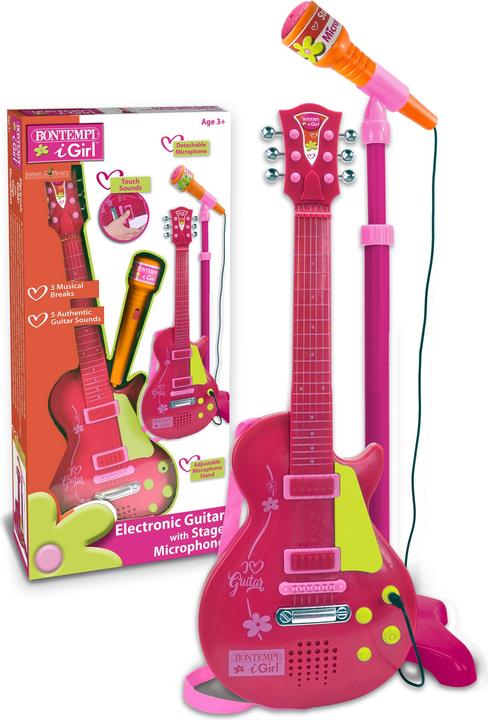 Produktbild Bontempi E-Gitarre mit Mikrofon Pink (Multilingual)
