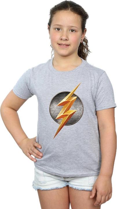Actual product image Girls Justice League Movie Flash Emblem Cotton T-Shirt (140, 146)