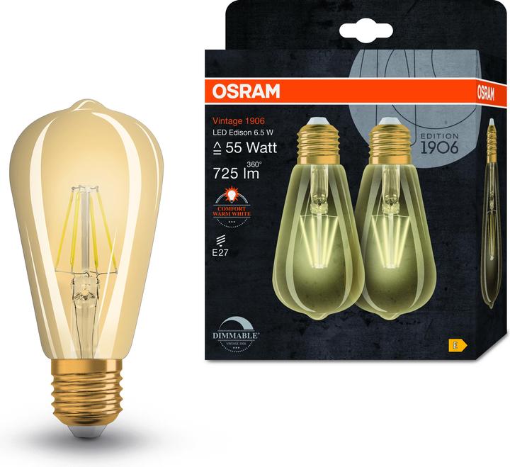 Actual product image Osram Vintage 1906 (E27, 6.50 W, 725 lm, 2 x, E)