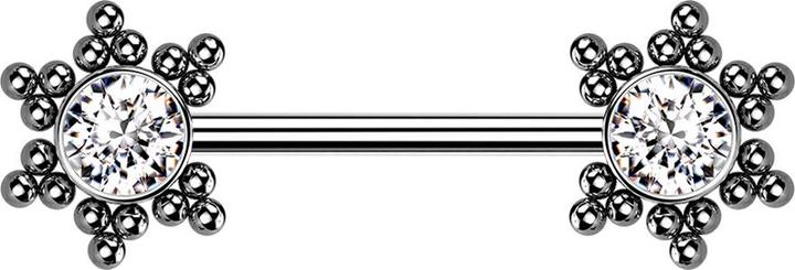Produktbild Star Piercing Threadless Barbell silber Stern Kugeln mit Kristall silber (ohne Messing, Chirurgenstahl 316L)