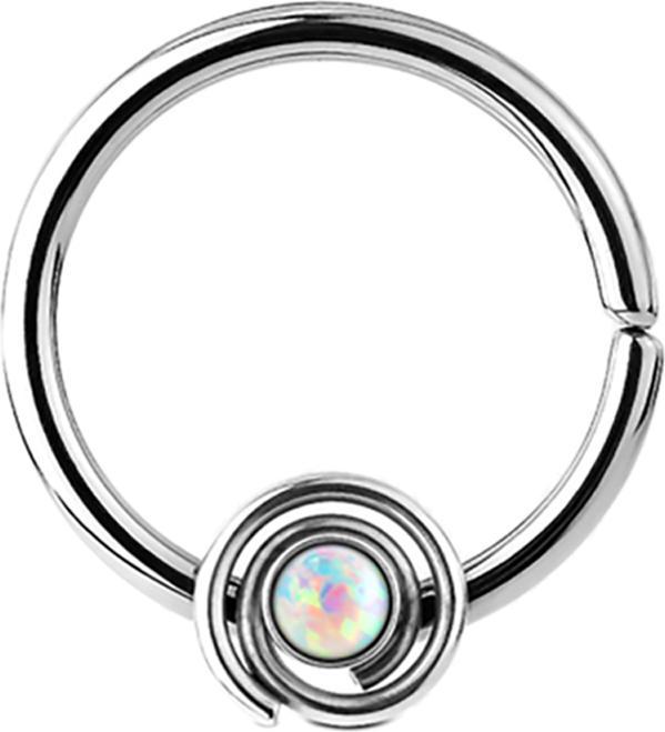 Image du produit Star Piercing Anneau septum spirale avec opale blanche (Acier chirurgical 316L, sans laiton)