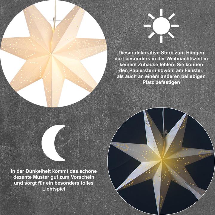 Image du produit Star Trading Étoiles en papier à suspendre | Fenêtre poinsettia | Étoile en papier illuminée | Poins
