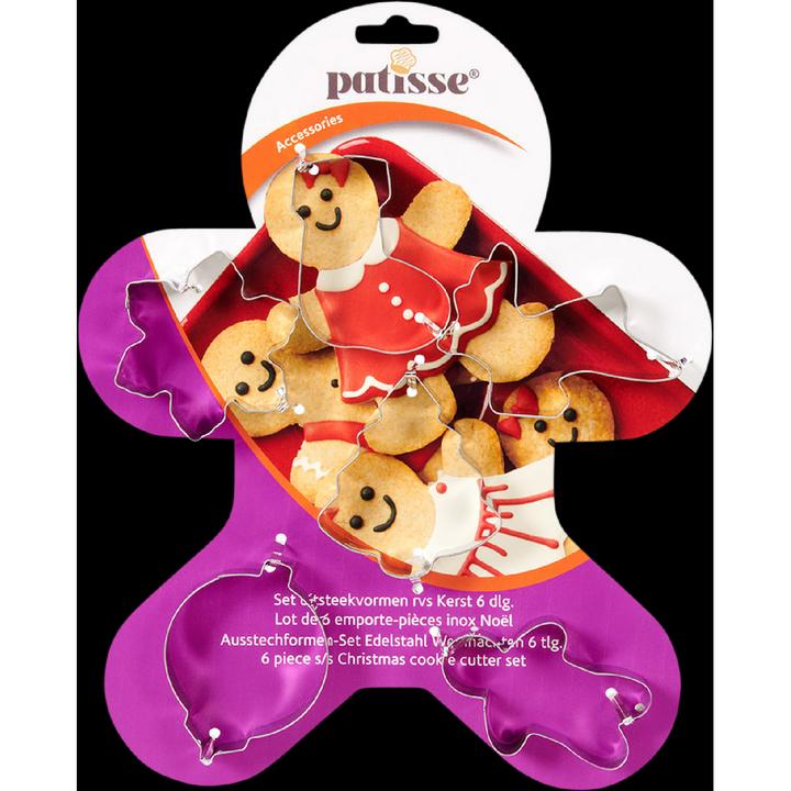 Actual product image Patisse Christmas cookie cutters 6 pcs on card Gingerbread man ass.