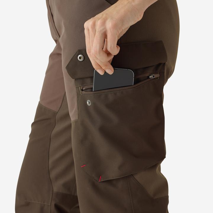 Image du produit Solognac Pantalon chasse femme impermeable 500 marron poches cargo (40, 42)