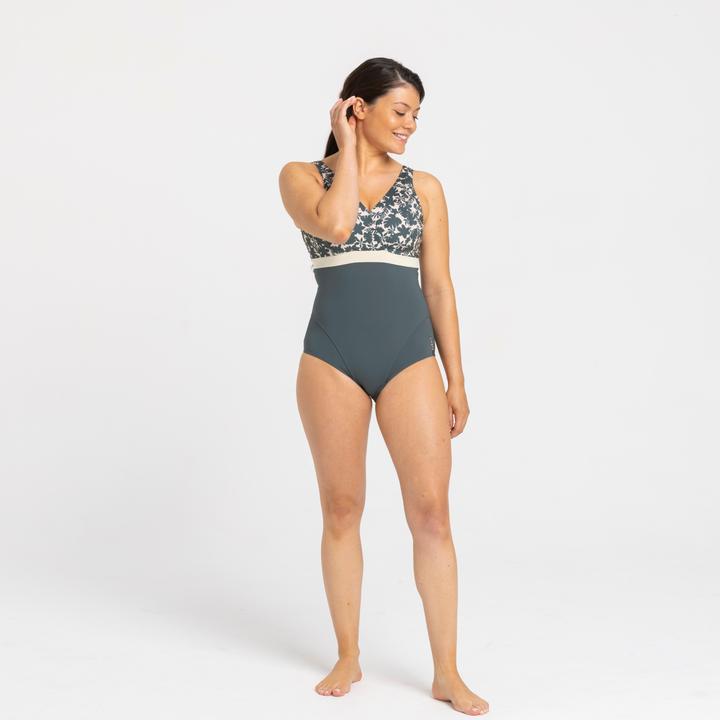 Produktbild Nabaiji Badeanzug Damen Mia Palm beige/khaki. Körbchengrösse D/E (44)