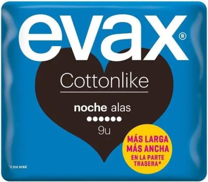Produktbild Evax Cottonlike Nacht Damenbinden mit Flügeln 9 Stück (9 x, Damenbinden)