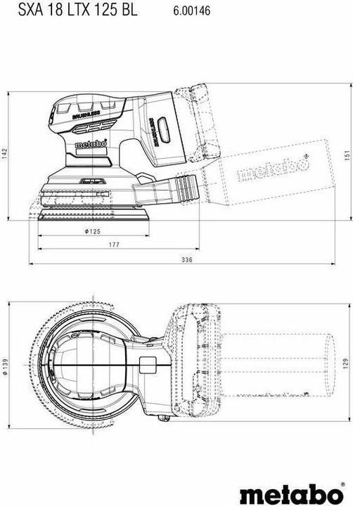 Immagine prodotto Metabo SXA 18 LTX 125 BL (Levigatrici rotorbitali, 18 W)
