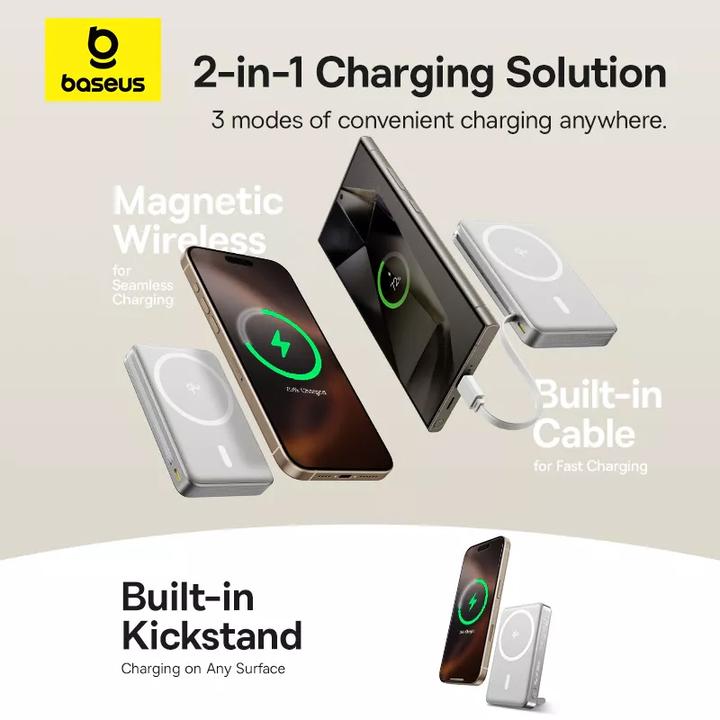 Produktbild Baseus Nomos Qi2 magnetic powerbank, USB-C 10000mAh 45W (gray) (10000 mAh, 45 W)