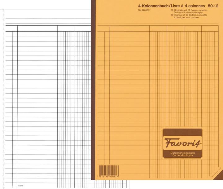 Produktbild Favorit Durchschreibebuch Kolonnen mit Selbstdurchschreibepapier (100 x)